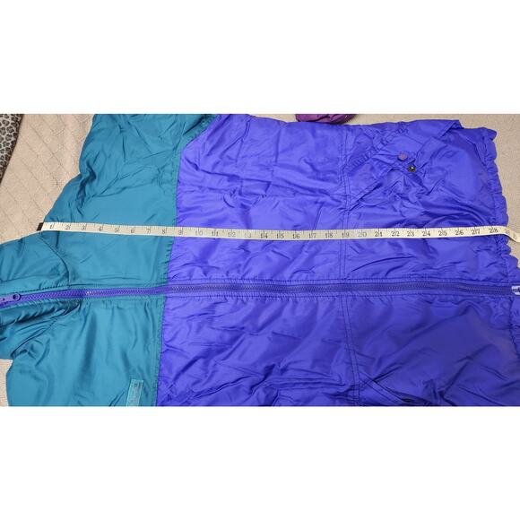 Columbia Vtg 90's Reversible Insulatd Jacket Teal & Purple attachable hood W LG - Picture 7 of 16